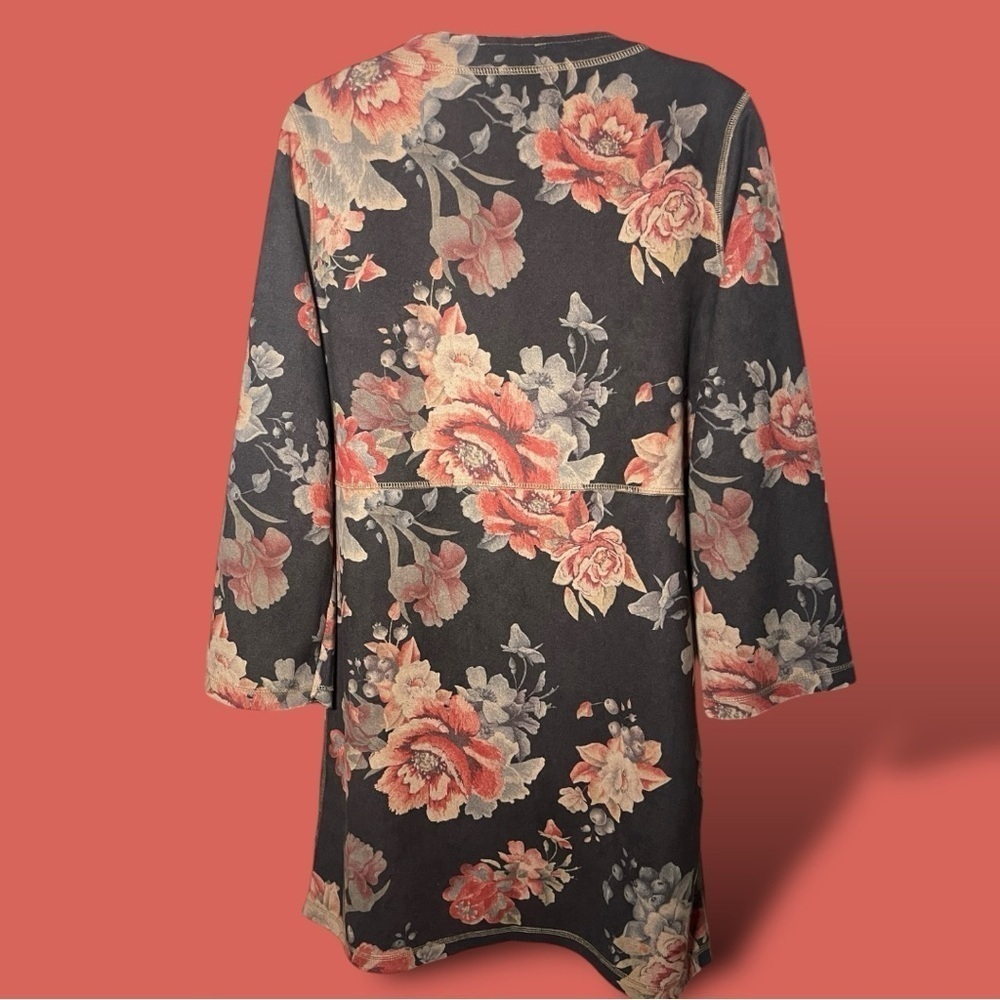 ANTHROPOLOGIE SOLITAIRE LONG FLORAL JACKET SIZE SMALL OR MED Brown Orange - Picture 11 of 16